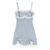 Poshoot Sweet Lolita Dress Women Korean Fashion Lace Bow Pink Mini Dresses Female Blue Princess Kawaii Party Dresses Ropa Mujer Verano