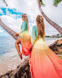 Rainbow HIGH LOW DRESS V-Neck Tiered Ruffle Trim Summer Dress Holiday Long Beach Dress 2022 Chic  Dress Women