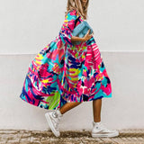 Poshoot Summer Women Dress Floral Print A Line 3/4 Sleeve Casual Loose O Neck Party Boho Dresses Elegant Long Dress