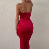 Poshoot Sexy Women 2023 Spaghetti Strap Velvet Party Dresses High Waist Backless V-Neck Bodycon Package Hip Evening Prom Dress Red Black