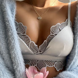 POSHOOT  Luxury Silk Lingerie For Ladies Satin Bralette Wireless Bra Sets  Lace Underwear Women Intimates French Brief Sets