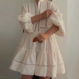 Sexy Pleated White Dress For Women Long Sleeve Dress Women Tiered Ruffle Party Dresses Elegant Chic Ladies Dress