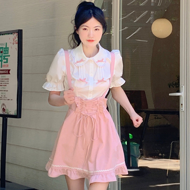 POSHOOT Pink Sweet Kawaii Mini Dresses Women Japanese College Style Cute Tank Dress Female Bandage Casual Korean Style Dress Summer 2022