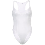 Poshoot  Fashion Strap V Neck White Summer Bodysuit Tops Bodycon Corset  Body Ladies Solid Fitness Party Bodysuits Rompers