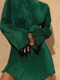 Poshoot Women Elegant Long Sleeve Streetwear Bodycon Green Fall Mini Dress 2023 Autumn Clothes Wholesale Items For Business
