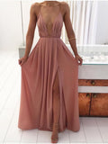 Poshoot Summer New Fashion Sexy V-Neck Low-Cut Suspenders Backless Ladies Chiffon Skirt Bohemian Dress Women's Clothingfairy Dress