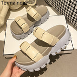 POSHOOT  Brand Women Slippers Summer Fashion Platform Concise Sandals Platform Heeled Casual Shoes Outdoor Slippers