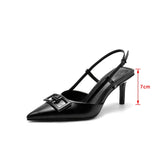 POSHOOT 2022 New Women Sandals Pointed Toe Thin High Heels Microfiber Buckle Straps Shoes Sexy Ladies Solid Shallow Party Footwear