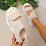 Poshoot Fashion Summer Women Sandals Mesh Casual Shoes White Thick-Soled Sandalias Open Toe Shoes for New Women Sandals Zapatos Mujer