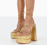 POSHOOT Roman Sandals Women Summer New High Heel Cross Strap Platform Opened Toe Fashion Show Plus Size Sandals Strappy Pumps