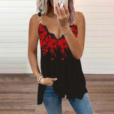 POSHOOT Summer Sexy Lace V-Neck Floral Print Camisole T-Shirt New Chic Metal Strap Tank Top Women Loose Casual Fashion Harajuku Vest