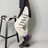 Poshoot  Autumn Outfits   Hippie Korean Style Letter Grey Sweatpants Women Kpop Streetwear Oversize Track Pants Harajuku Wide Leg Baggy Trousers