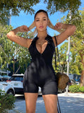 POSHOOT 2022 Sleeveless Zipper Backless Sexy Playsuit Summer Women Fashion Streetwear Outfits Romper Stretchy Body
