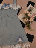 POSHOOT Kawaii Lolita Dress Women Winter 2022 Lace Japanese Sweet Party Mini Dress Ladies Blue Casual Princess Korean Style Strap Dress