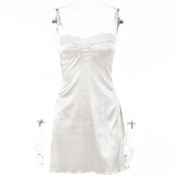 Poshoot 2023 Spring Satin Mini Spaghetti Strap Dresses Lace Chest Wrapping Party Dress Femme Clothes Fashion Vestidos