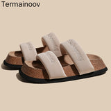POSHOOT Termainoov Women Slippers New Fashion Summer Flats Open Toe Brand Suqare Toe Beach Shoes Brand Dress Shoes