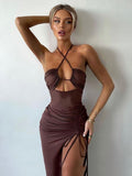 Poshoot Sleeveless Sexy Female Midi Backless Dresses Slim Night Club Party Women's Dress Bodycon Vestidos Elegantes Para Mujer