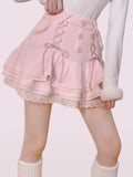 POSHOOT Japanese Kawaii Lolita Mini Skirt Women Winter Lace Casual Elegant Sweet Female Skirt High Waist Bandage Korean Skirt 2022 New