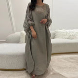 Ethnic Vintage Solid Tassel Cotton Linen Dress Women 2024 Spring O Neck Loose Long Maxi Dress Summer Lantern Sleeve Boho Dresses