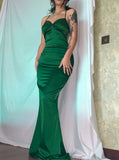Poshoot  Abdieso Green Spaghetti Strap Satin Bodycon Maxi Dress Backless  Women 2023 Ruched Sleeveless Summer Elegant Party Dresses