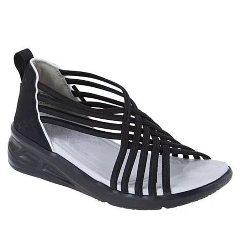POSHOOT Women Sandals 2022 Summer Sandals Casual Wedges Shoes For Women Soft Heels Chaussure Femme Mix Color Heel Shoes Summer Footwear