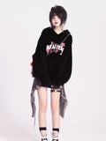 Poshoot Autumn Outfits    Y2k Gothic Letter Black Hoodies Women Harajuku Streetwear Long Sleeve Sweatshirts Korean Fashion Oversize Loose Tops