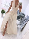 Poshoot 2022 Summer New Solid Color V-Neck Elegant Temperament Sexy Dress Simple Long Dress Dress Party Line Up Beach Dress