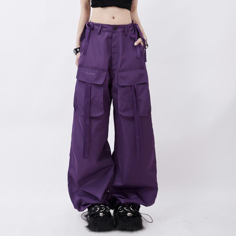 Poshoot  Autumn Outfits   Y2k Aesthetic Purple Cargo Pants Women Hippie Kpop Oversize Baggy Trousers Korean Fashion Harajuku Wide Leg Pantalons