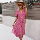 POSHOOT Summer Elegant Fashion Printed Chiffon Women Dress Ruffles Sleeve Chic Midi Dress Korean Temperament Sleeveless A-Line Skirt