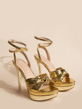 POSHOOT 2022 Female Sandals Summer PU Platform New Golden Snake Pattern 13 CM Heels Sandals Size 43 Nightclub Shoes Party Shoes