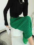 Women's Skirts Green Straight Knitted Skirts Womens High Waist Autumn Casual Slim Strech Long Skirt Women Fashion 2023