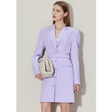 Spring Women Dress Elegant Blazer Dress Office Lady Single Breasted Notched Solid Dress Female Dresses