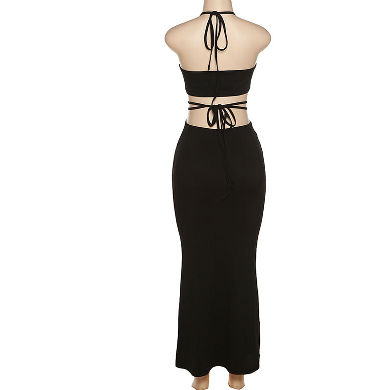 POSHOOT Halter Sexy Backless Elegant Bandage Cut Out Maxi Dress Women Outfits Sleeveless Summer Club Party Dresses Gown