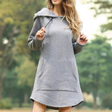 POSHOOT 2022 Spring Fashion Women's Dress Casual Solid Black O-Neck Loose Print Elegant Sweatshirt Dress Autumn Female Ladies Clothing