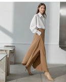 Poshoot Spring Women Skirt Fashion Solid Split Long Skirt A Line Elegant Office Lady Suit Skirt Female Skirts