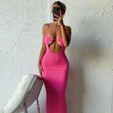 POSHOOT Hollow Out Slip Midi Sexy Dress Women Club Party Backless Bodycon Dress Black Event Summer 2024 Spaghtti Strap