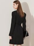 Spring Women Dress Elegant Blazer Dress Office Lady Single Breasted Notched Solid Dress Female Dresses