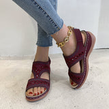 POSHOOT Women's Shoes 2022 Summer Flat Casual Sport Sandals Women Hollow Wedge Sandals Ladies Plus Size Roman Sandals