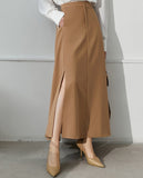 Poshoot Spring Women Skirt Fashion Solid Split Long Skirt A Line Elegant Office Lady Suit Skirt Female Skirts