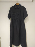 Poshoot 2022 Summer New Designer Black Linen Dress Women