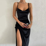 Poshoot Sexy Women 2023 Spaghetti Strap Velvet Party Dresses High Waist Backless V-Neck Bodycon Package Hip Evening Prom Dress Red Black