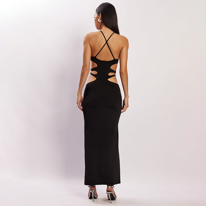 POSHOOT Elegant Bandage Cut Out Maxi Dress Summer Club Party Backless Sleeveless Outfits For Women Straps Long Dresses New