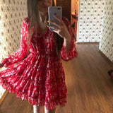 Harlow Floral Print Ruffle Dress Women Backless V-Neck Dress Women Mini Summer Dress Ladies 2022 Party Dress