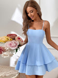 Poshoot Summer Women Sexy Slip Sleeveless Backless Mini Dresses Sweet Female Cottagecore Ruffle Edge Cut Out Short Dress