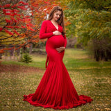 Poshoot  Baby Shower Dress for Women Pregnant Dress for Photo Shooting Long Sleeve Pregnant Dresses for Women Maxi Maternity Gown