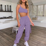 Poshoot Summer Crop Top Two Piece Set Women 2022 Fashion Sexy Tracksuit Bandage Backless Tanks Long Pants Pink Black Lady Matching Sets