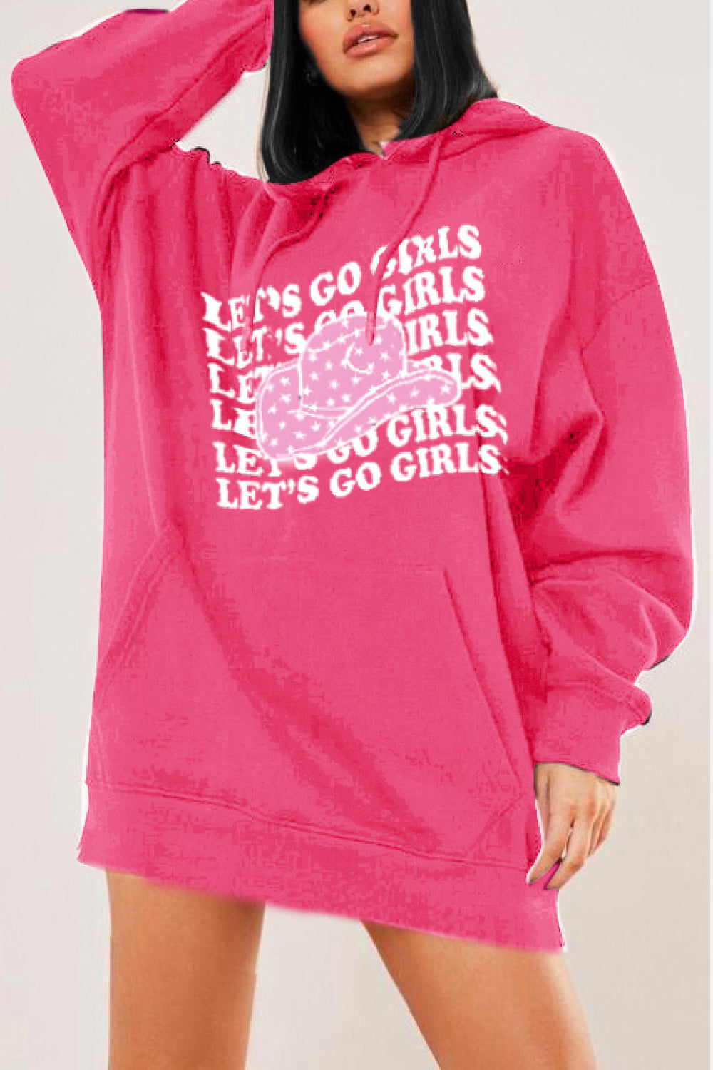 POSHOOT AUTUMN OUTFITS      Full Size LET’S GO GIRLS Graphic Dropped Shoulder Hoodie