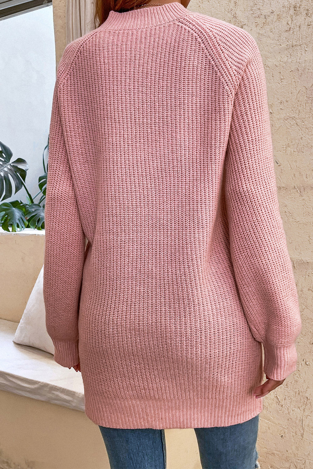 POSHOOT  AUTUMN OUTFITS    Round Neck Button Detail Ribbed Sweater