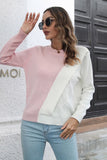 POSHOOT AUTUMN OUTFITS     Contrast Color Round Neck Long Sleeve Sweater