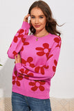 POSHOOT  AUTUMN OUTFITS    Floral Print Round Neck Dropped Shoulder Sweater